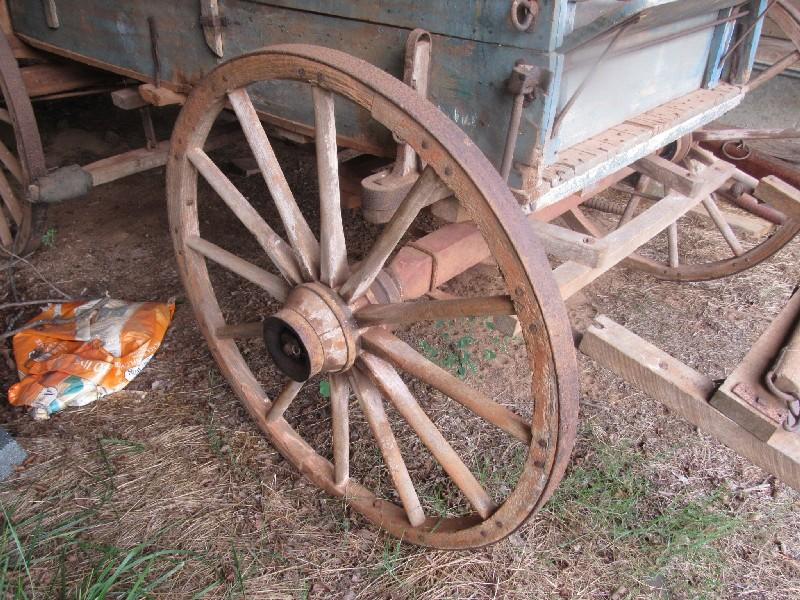 Amazing Vintage Wooden Body One Horse Wagon, Back Board Wagon, w/ Wooden Spoke Wheels, Metal Band