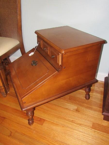 Athens Table Co. Wooden Side Table w/ Flip Top Lower Door, 1 Drawer Dovetailed