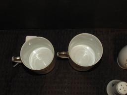 Lefton China Japan Lot - 2 Silver Anniversary Cups, 25th Anniversary Creamer/Sugar