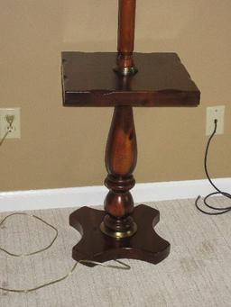 Classic Knotty Pine Floor Lamp Side Table Antiqued Stained Patina