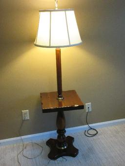 Classic Knotty Pine Floor Lamp Side Table Antiqued Stained Patina