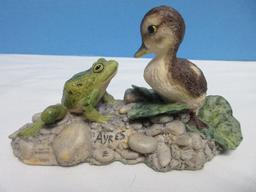 Border Fine Arts Adorable Collectible Resin Duckling & Frog Figurine Artist Ayres