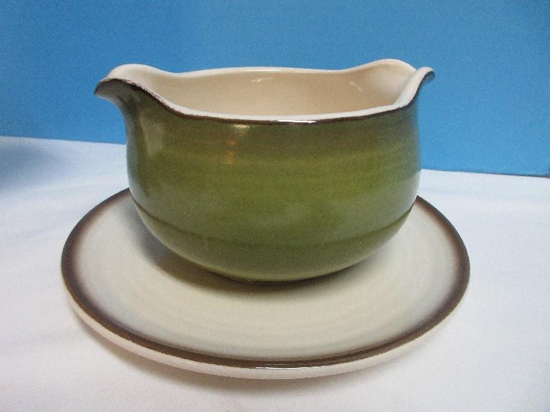 2 Piece - Metlox Poppytrail California Strawberry Olive Green Gravy Boat