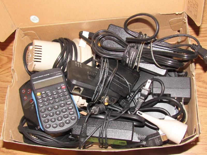 Lot - Misc. HDMI Wires, Calculators, Direct TV Box, Car Chargers, Etc.