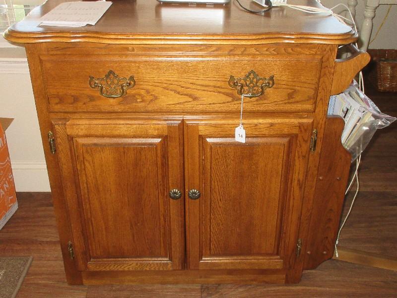 Oak Portable Kitchen Island Cart