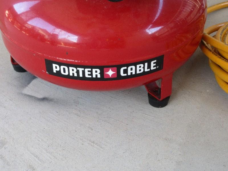 Porter Cable 6 Gallon 150 PSI LB Electric Portable Air Tank w/ Forney 3/8" PVC Air Hose