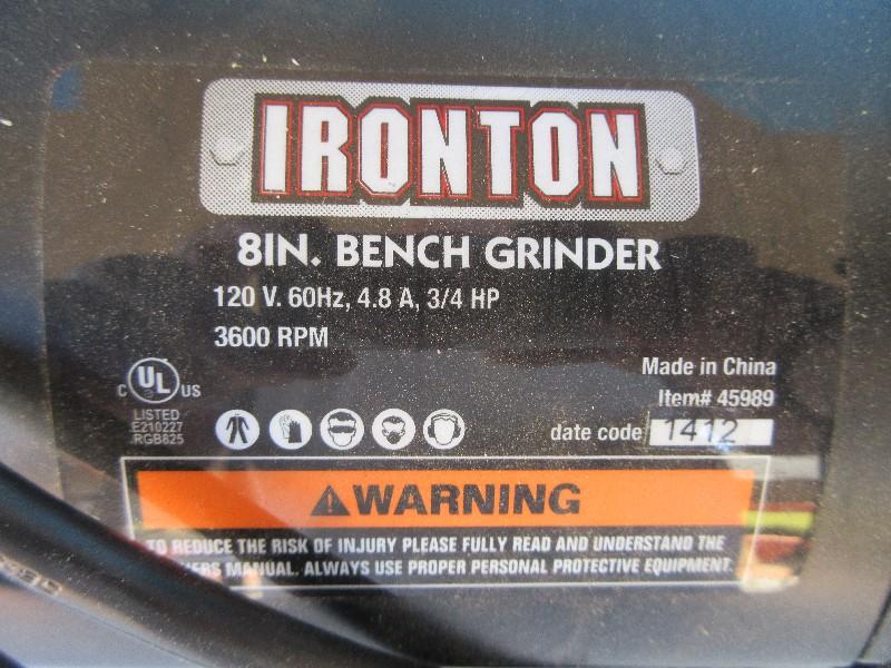 Ironton 8" Bench Grinder 3600 RPM w/ Guard & Magnifying Guard