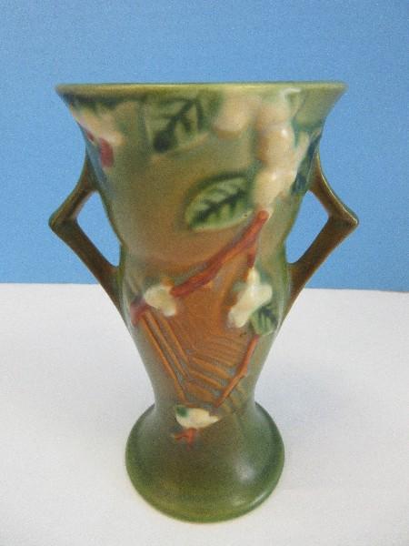 Roseville Pottery Snowberry Pattern 6" Vase Green & Tan Colors