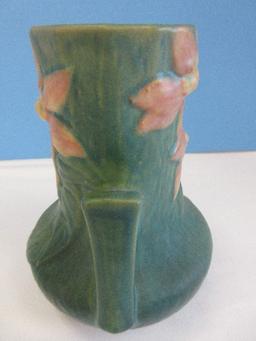 Roseville Pottery Clematis Pattern 6" Bulbous Double Handle Vase