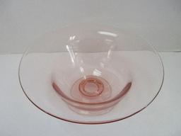 Pink Depression Glass Footed Bowl w/ Flared Rim