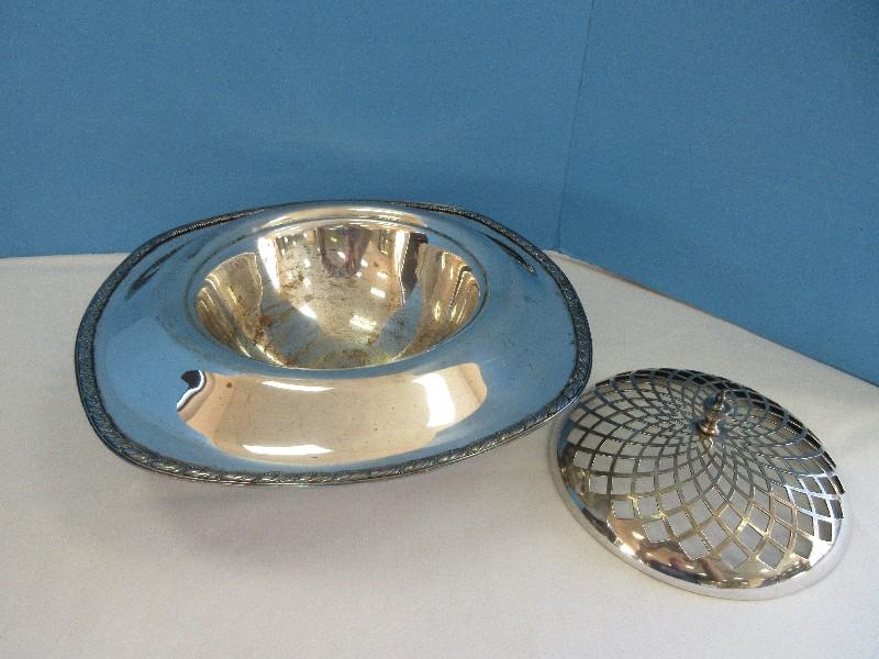 Group - Silverplate on Copper Compote w/ Reticulated Intricate Design