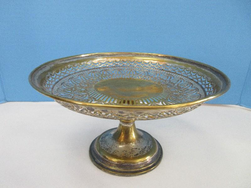 Group - Silverplate on Copper Compote w/ Reticulated Intricate Design