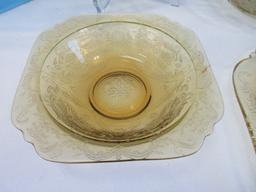 Group - Amber Depression Glass 3 Federal Glass Sharon Cabbage Rose Pattern Large Fruit Bowls