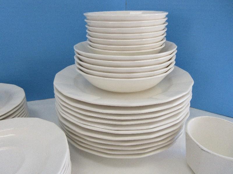 54 Pieces - Heritance Bone White Ironstone Dinnerware w/ Serving Pieces