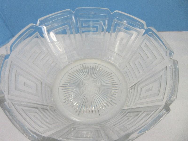 Group - Pressed Glass Abstract Design Panel Bowl 8 1/4"