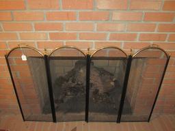 4 Panel Arch Top, Urn Finial Fireplace Guard Black Metal