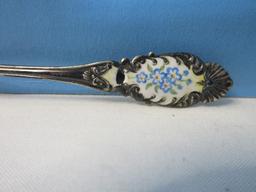 Antique R. Blackinton & Co. Sterling Silver Demitasse 4" Spoon w/ Enamel Hand Painted Handle