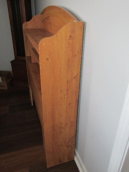 Wooden Bed End/Headboard Converted to Entry Shelving, 3-Tier, Arched Grooved Top