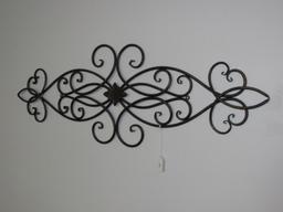 Antique Patina Scroll Ornate Metal Wall Décor Floral Diamond Center