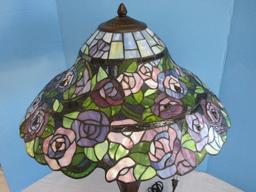 Resplendent Tiffany Style Rosebuds & Foliage Shade 28" Table Lamp
