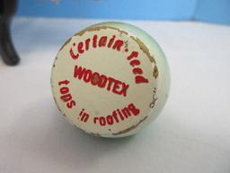 Woodtex Certain-Teed Wooden Spinning Tops in Roofing & Vintage Wood Frame Chalkboard