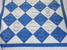 Amish Quilt Made in Middlebury Indiana Diamond Block Pattern "A Gift of Appreciation 1997"