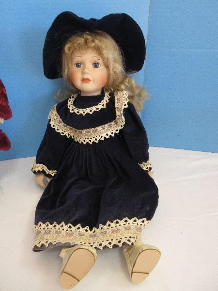 2 Porcelain Collectors Dolls Baby's Dreams Limited Edition 16" Doll w/ Stand NIB