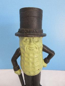 Cast Iron Mr. Peanut Planters Figural 11 1/4" Coin Bank