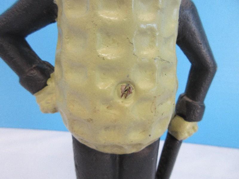 Cast Iron Mr. Peanut Planters Figural 11 1/4" Coin Bank