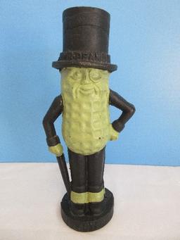 Cast Iron Mr. Peanut Planters Figural 11 1/4" Coin Bank