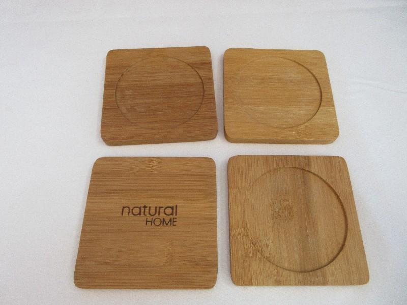 Group - Burgundy Serving Tray, Set - 4 Natural Home Bamboo Coasters