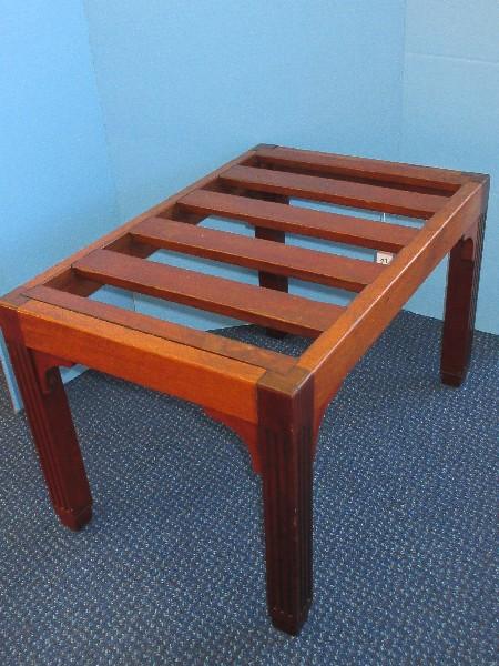 Mahogany Slat Bench/Side Table Reeded Legs