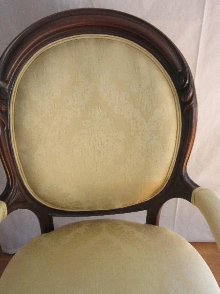 Traditional Victorian Era Style Gentleman's Parlor Chair Heavily Carved Mahogany Trim