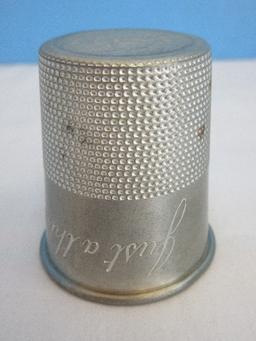 Poole Pewter Thimble Shot Glass Engraved Just A Thimbleful Novelty Collectible