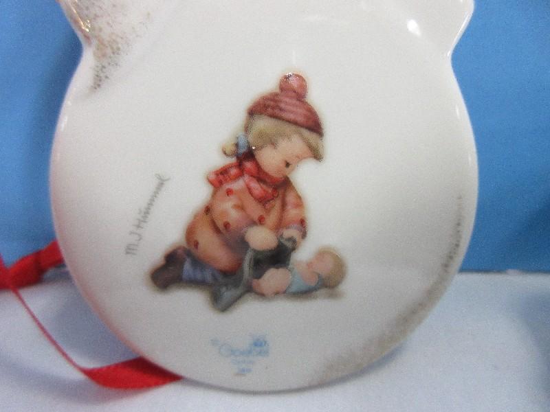 2 Piece - Goebel Hummel "Merry Christmas" Display Base & "Sleep Tight" #1682 Tree Ornament