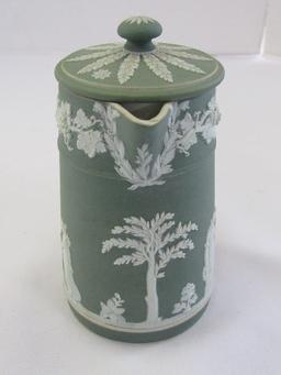 Green Wedgwood Ceramic Creamer w/ Grecian Scallion Motif