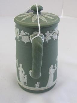 Green Wedgwood Ceramic Creamer w/ Grecian Scallion Motif