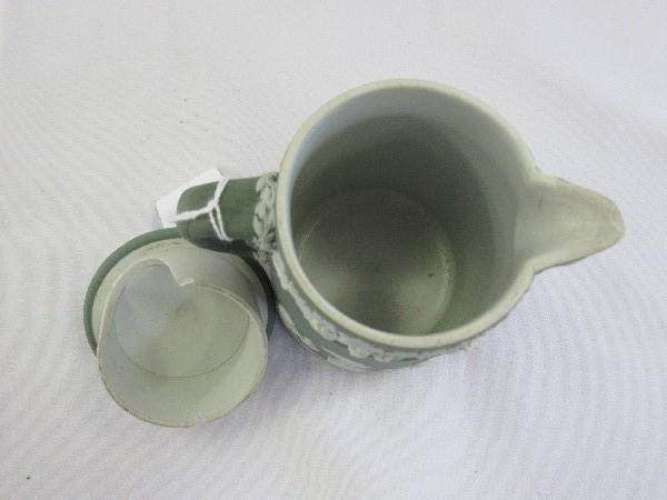 Green Wedgwood Ceramic Creamer w/ Grecian Scallion Motif