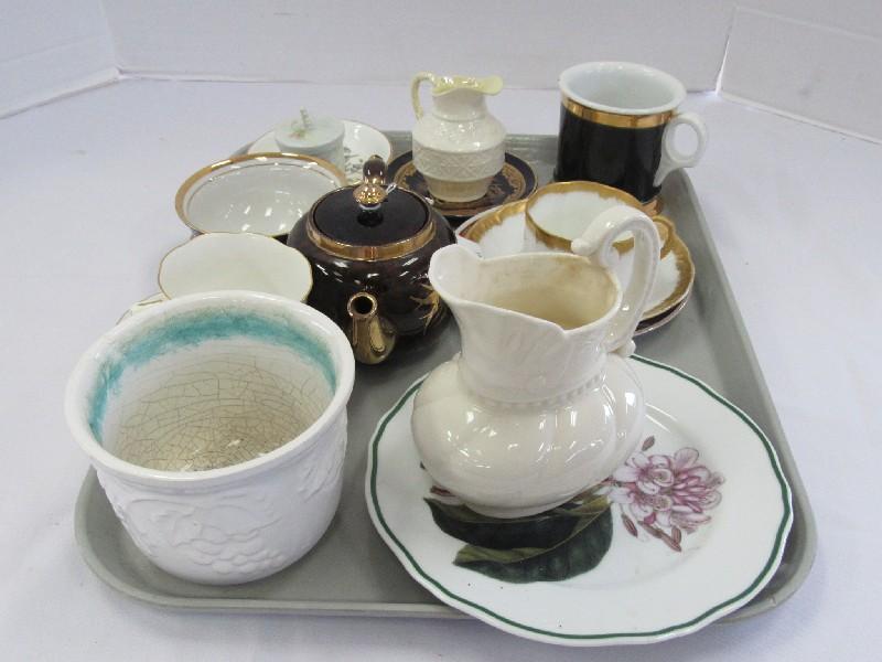 Ceramic Lot - Japan Décor Dish, Gibson England Gilted Teapot, Aynsley Pembroke Dish