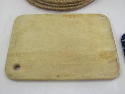 Lot - 4 Reed Placemats, Chopping Board, Pot, Pan, Etc.