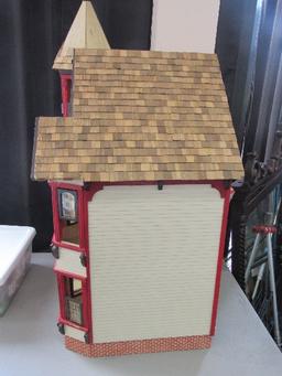 Awesome Hand Made Wooden Vintage Doll House Lighted w/ Moving Windows/Door