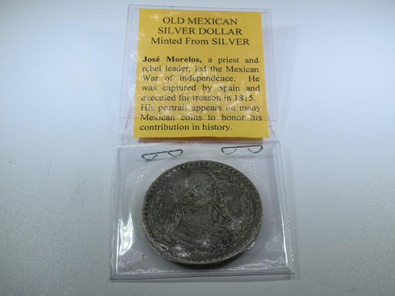 Old 1959 Peso Mexican Silver Dollar w/ Jose Morelos Front
