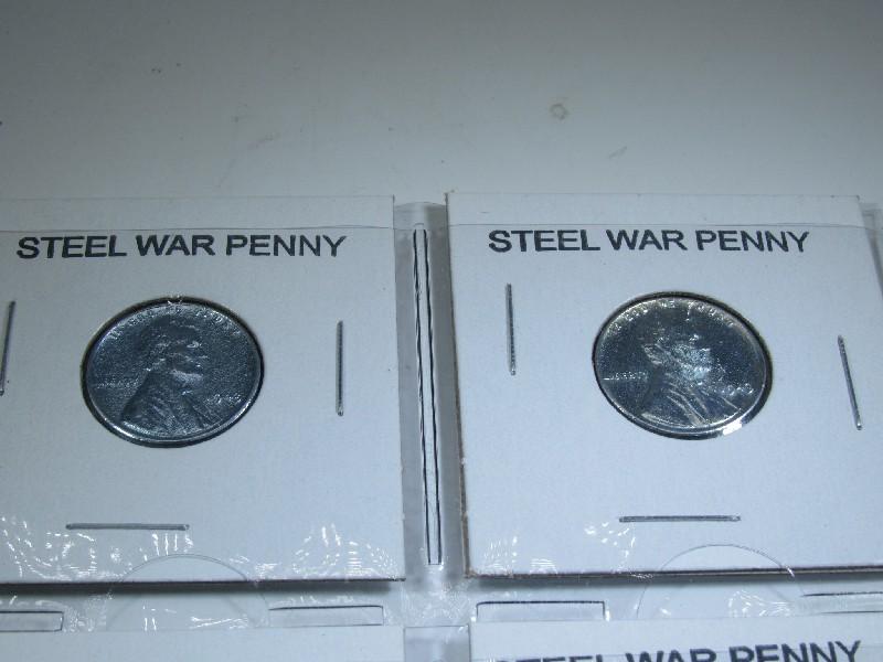 6 Steel 1943 War Pennies Unmarked