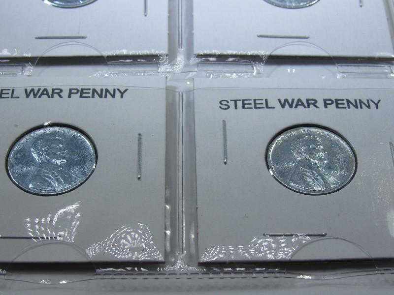 6 Steel 1943 War Pennies Unmarked