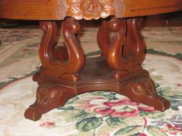 Splendid Victorian Era Style 30" D Round Mahogany Carved Coffee Table