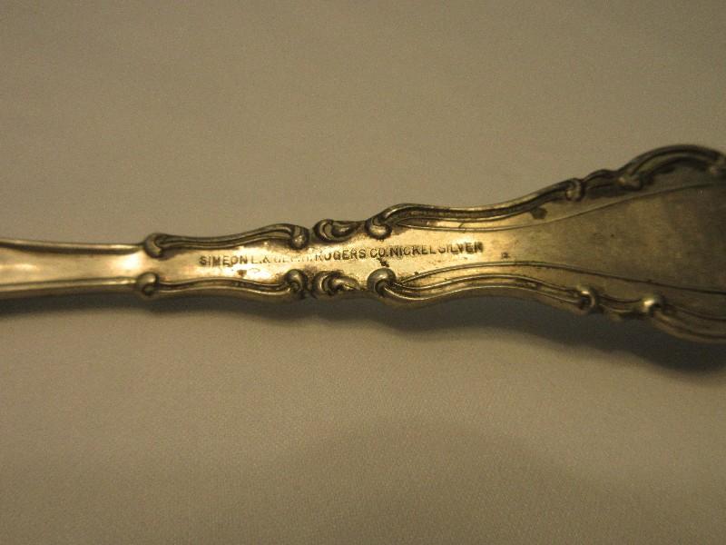 Antique Simeon L. & George H. Rogers Co. Nickel Silver No.1 Pattern Flat Handle Butter Knife