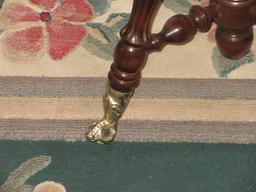 Antique Mahogany Edwardian Style Swivel Organ/Piano Stool Eagle Claw Feet Glass Balls