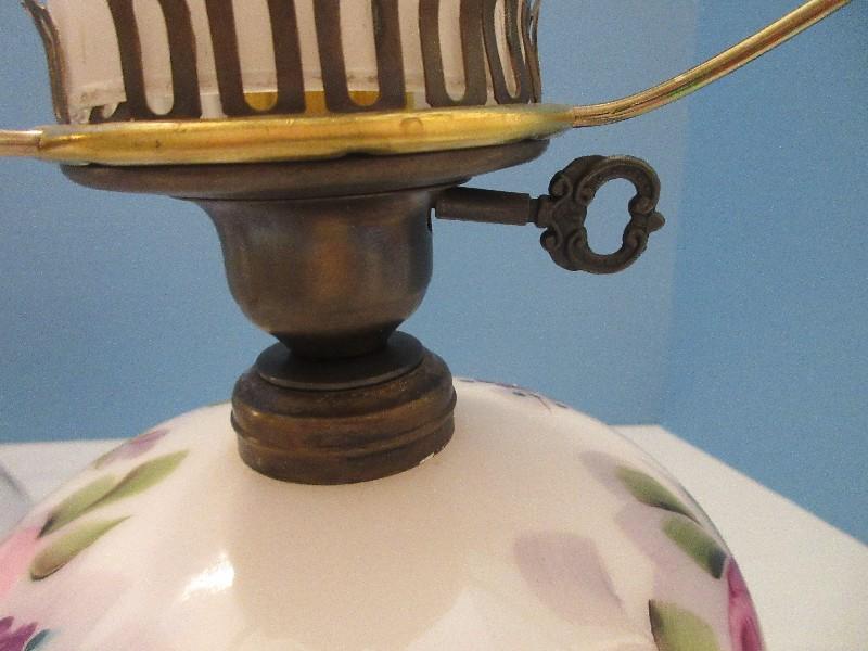 Magnificent Victorian Era Style Milk Glass Hurricane 21" Parlor Lamp