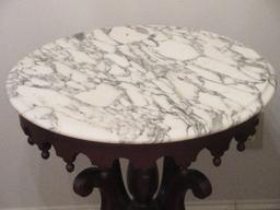 Stunning Victorian Era Style Mahogany Pedestal Center Table Beveled Marble Top