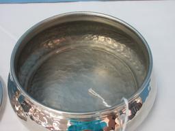 Aluminum Pyxis Covered Trinket Dish Hammered Finish Pattern